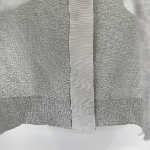 Metallic Cropped Sweater Large Calvin Klein Silver Knit Cardigan Toggle Buttons - Picture 6 of 7